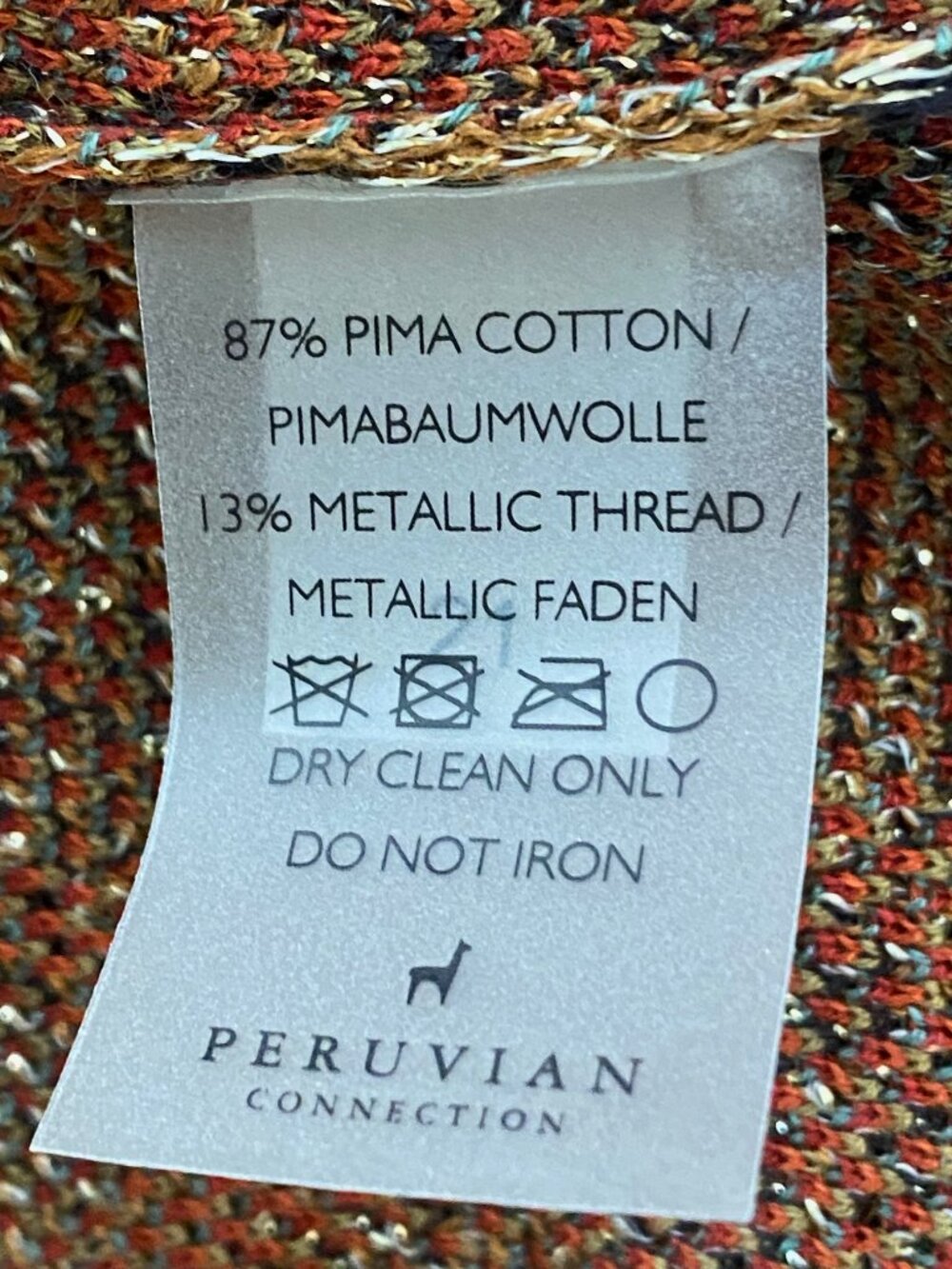Peruvian Connection Dauphine Open Longline Cardigan Metallic Floral Medallion XL - Picture 13 of 13